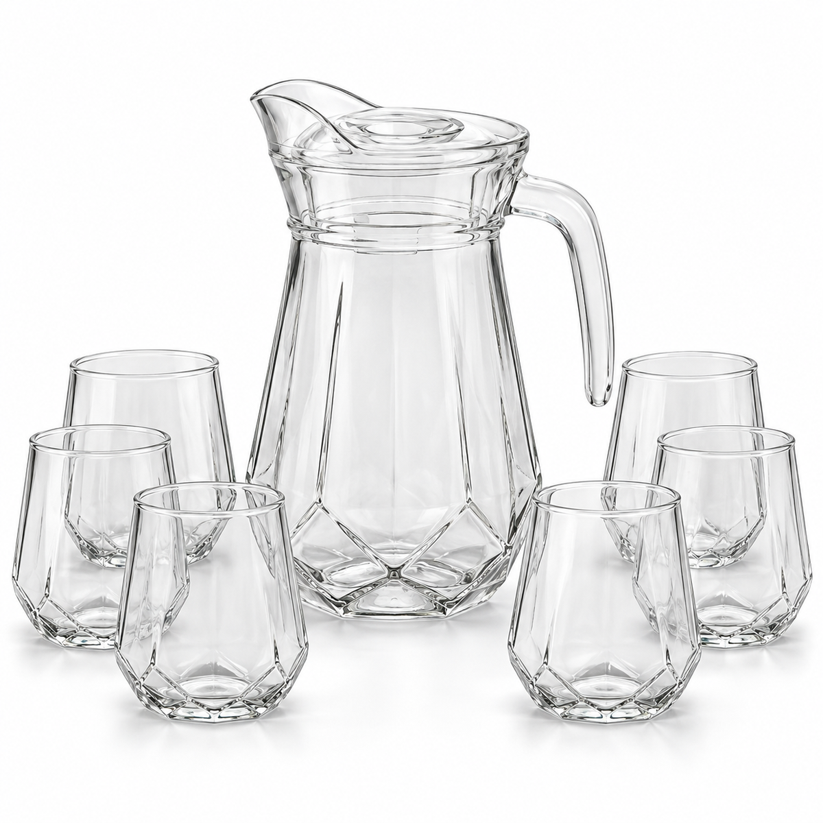 Set din Sticlă cu Carafă și 6 Pahare – 7 Piese