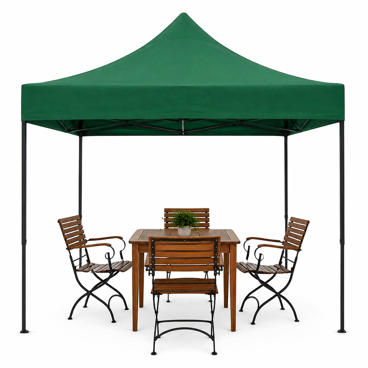 Cort pavilion pliabil 3x3 m, cadru metalic, pânză impermeabilă - Verde