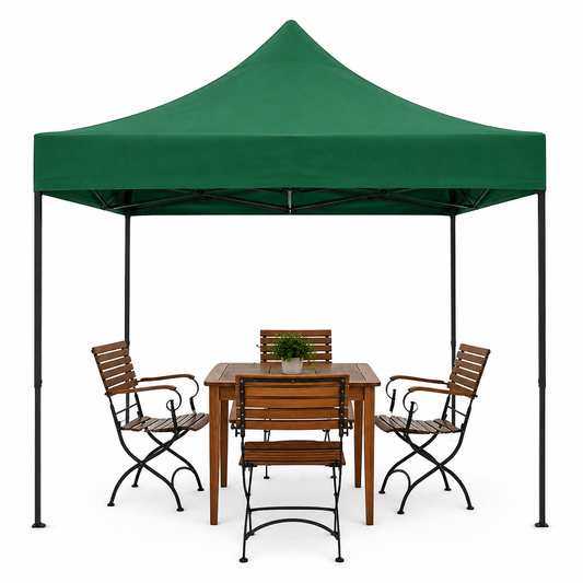 Cort pavilion pliabil 3x3 m, cadru metalic, pânză impermeabilă - Verde