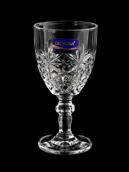 Set 7 piese din sticlă – Carafă cu capac + 6 pahare elegante, model cristal