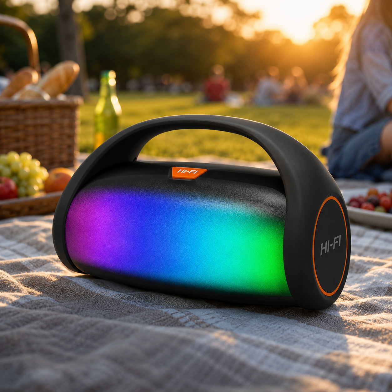Boxă Portabilă Bluetooth Hi Fi cu Bass Puternic, Radio FM, USB, Card TF și Iluminare LED RGB
