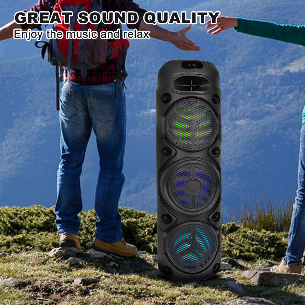 Boxă Bluetooth profesională ZQS8308 cu LED RGB, karaoke, microfon, player audio integrat