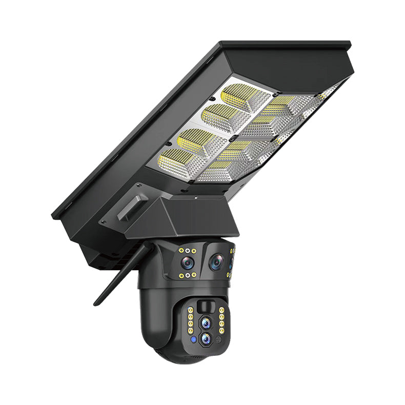 Cameră de supraveghere triplă V380 Solară cu proiector 450W, 16MP, zoom 10x, baterie 16000mAh, IP68