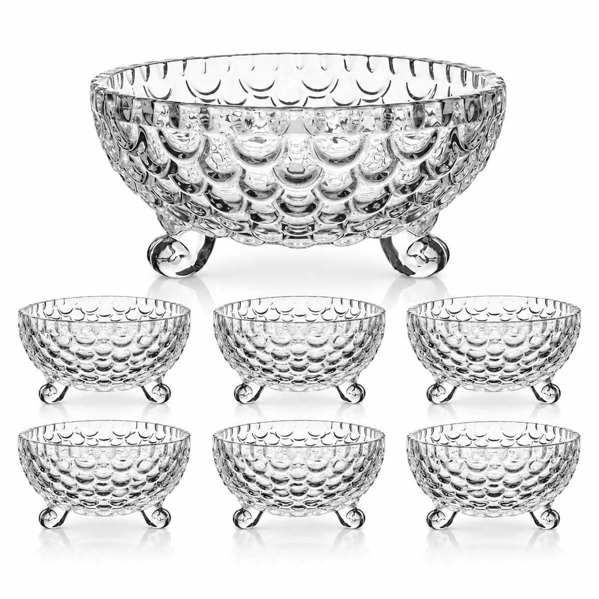 Set 7 boluri din sticlă – 1 bol mare + 6 boluri mici