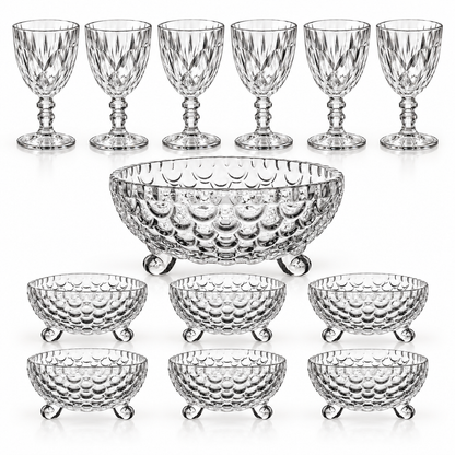 13 Piese - Set 7 boluri și 6 pahare din sticlă