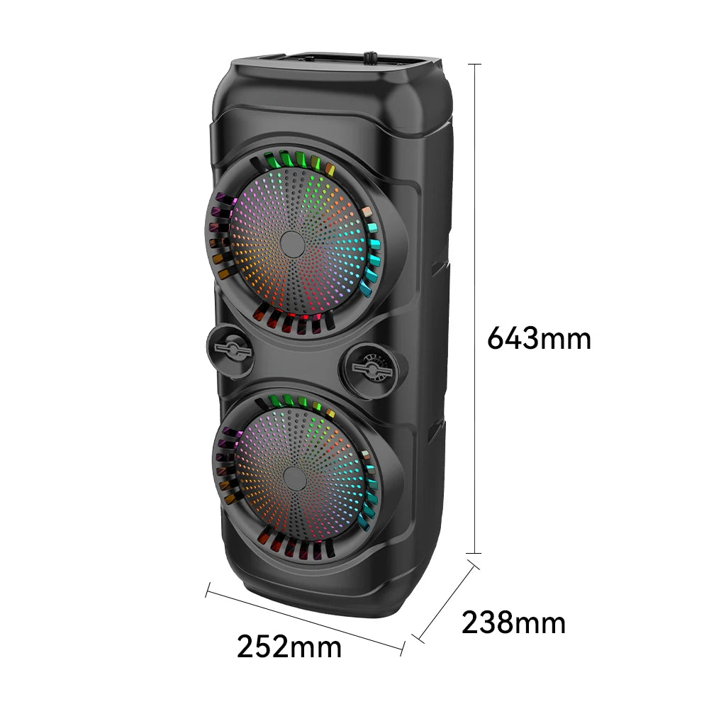 Boxă Bluetooth ZQS8229 cu microfon, RGB și două difuzoare de 8 inch