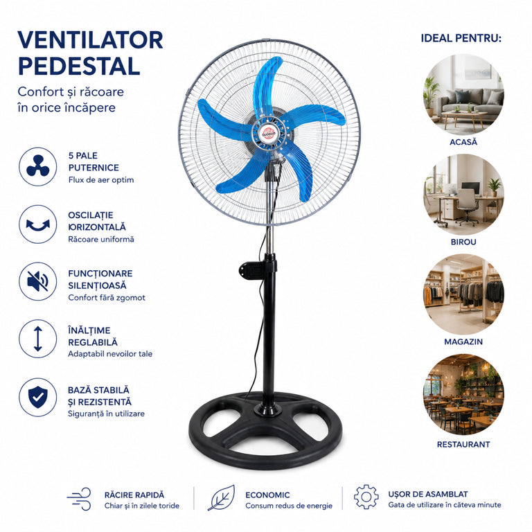 Ventilator metalic cu picior – 45,72 cm