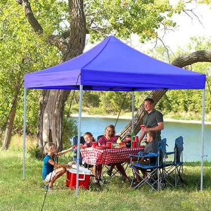 Cort pavilion pliabil 3x3m, cadru metalic - Albastru