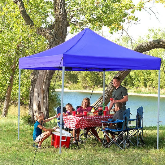 Cort pavilion pliabil 3x3m, cadru metalic - Albastru