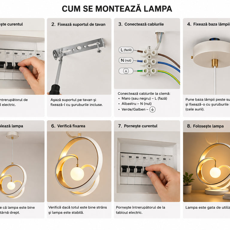 Lustră LED suspendată cu inele spiralate – 40 cm