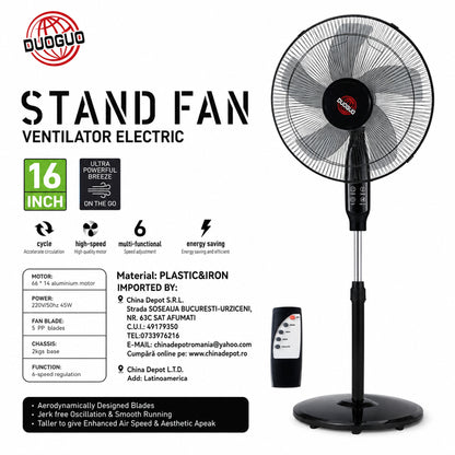 Ventilator DUOGUO cu telecomandă – 6 viteze
