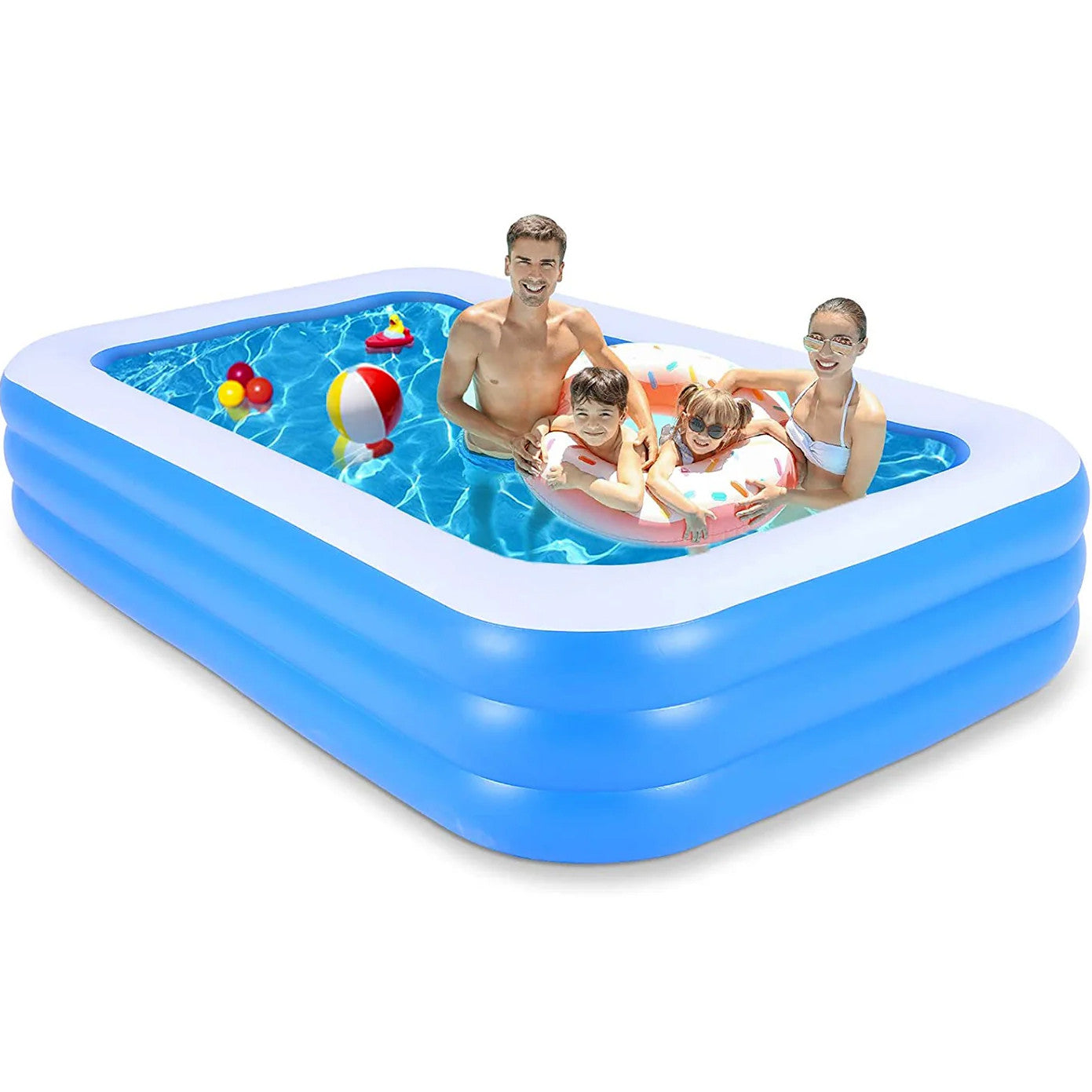 Piscina gonflabila 180x130x56 cm 3 straturi durabile din vinil