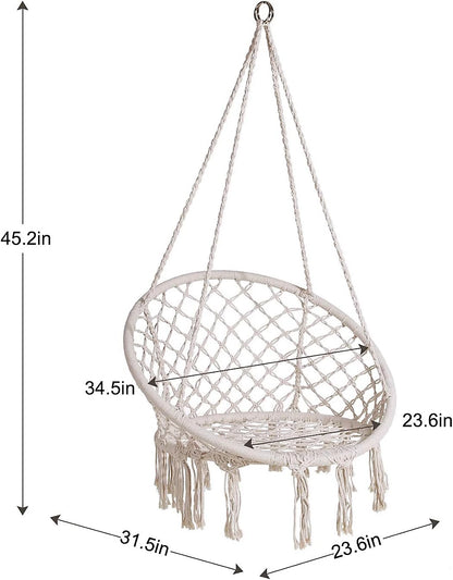 Scaun balansoar tip hamac din macrame pentru grădină sau terasă