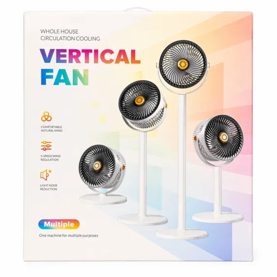 Ventilator vertical 80cm alb gri cu picior reglabil, 5 viteze
